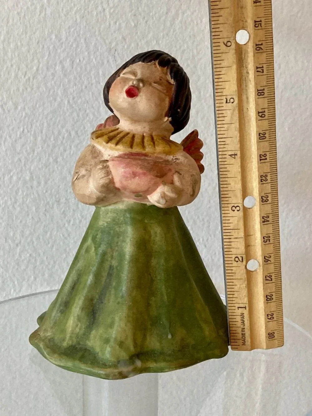 Mid Century Angel Candle Holder Tree Topper 1960s Painted Terra Cotta 6